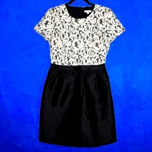 Shoshanna Colorblock Lace & Taffeta Dress - Women's Size 4 - Black & White